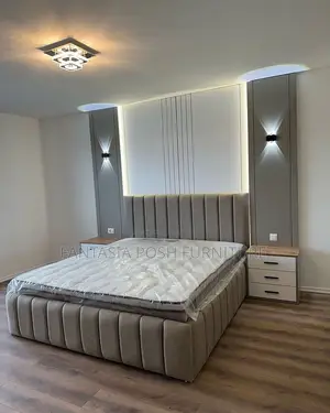 Exotic Mocket Bed With Beige Upholstery