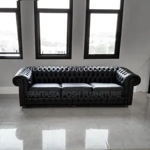 3-Seater Chester Sofa in Black Leather
