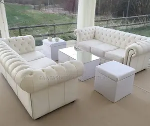 6-Seater Chester Sofas in White Upholstery - Free Delivery