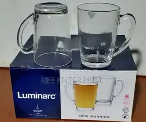 Brand New Set Of 6 Luminarc(New Morning)Clear Mugs