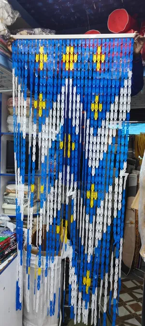 Blue Plastic Beads Salon Curtains
