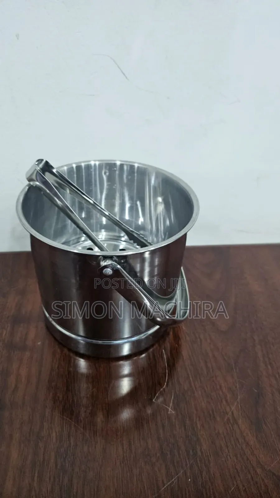 Ice Cube Metallic Bucket With Tongs