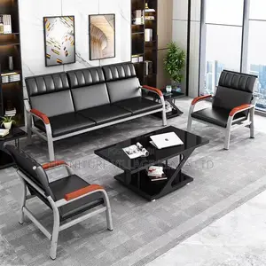 Office Sofas: 5-Person Iron Frame Business Office Sofa Set