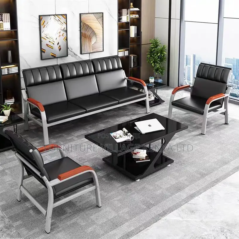 Office Sofas: 5-Person Iron Frame Business Office Sofa Set