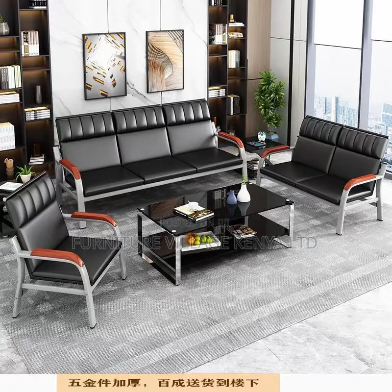 Office Sofas: 5-Person Iron Frame Business Office Sofa Set