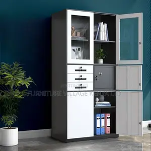 Cabinets: 2-Door Midnight Black Iron Cabinet With Safe