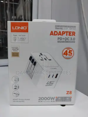 Ldnio Z8 Gan 45w Universal Adapter Wall Power Travel Adaptor