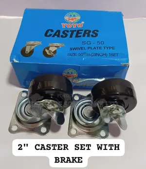 Two 2-Inch Swivel Plate Casters With Brakes