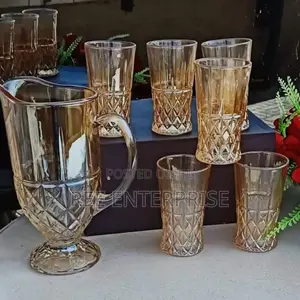 Golden Glass Water Set Brand New