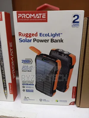 Promate 20000mah Solar Power Bank With 20w Power Delivery