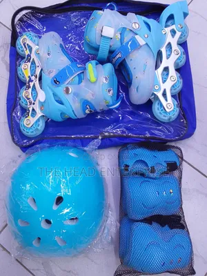 Blue Kids Flashing Wheels Skates With Guards Affordable