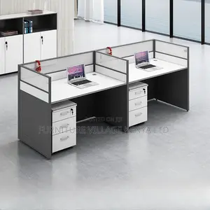 Workstations: 2-Seat Straight White Writing Workstation Desk
