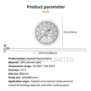 Asphalt Concrete Thermometer Bitumen Route Table Soil Probe