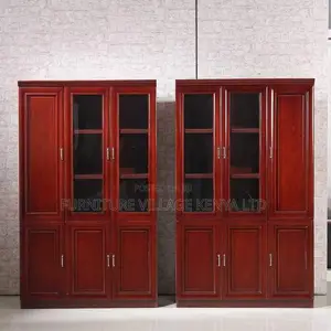 Cabinets:3-Door Executive Red Mahogany Office Bookcases