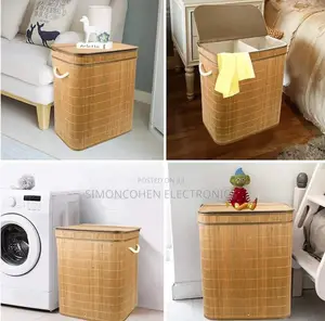 100l Bamboo Laundry Basket With Flip Lid