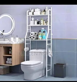 Over-the-Toilet Storage Rack With Towel Hangers
