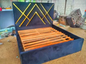 5x6 Chester Bed Frame With Gold Geometric Headboard