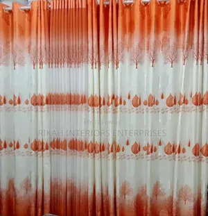 Orange and White Floral Curtains