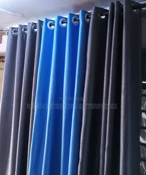Grey and Sky Blue Curtain Blend