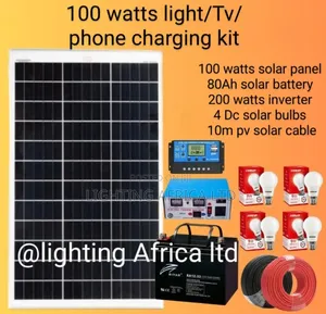 100 Watts Light,Tv, Phone Charging Solar Kit Complete