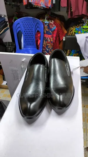 Men Black Leather Shoes Without Strings