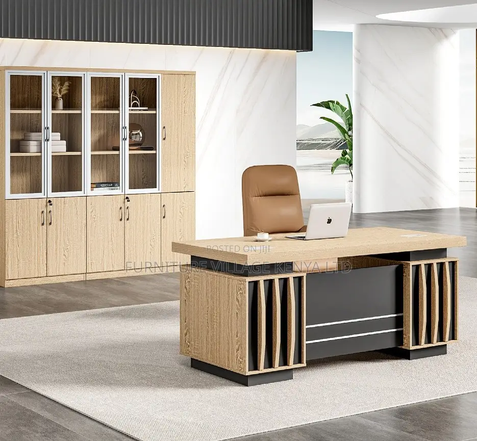 Office Chair: Executive Goldish Design Computer Table-140cm