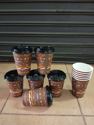 50pc Coffee Disposable Cups +Lid/Paper Coffee Cups 350ml
