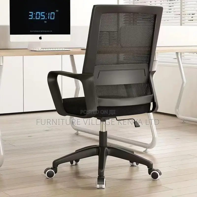 Office Chair: Ergonomic Mid Mesh Chair With Solid Backrest