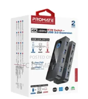 Promate at 60hz KVM Switch W/ Built in Usb Hub, With 2 *