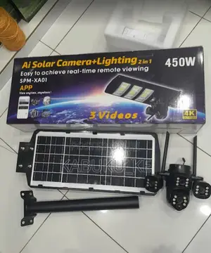 4g V380 Dual Lens Solar Camera + Solar Street Light 450w