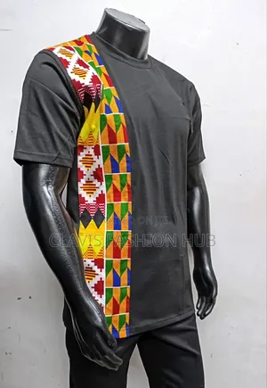 Men Ankara Black T-shirt Size 3xl