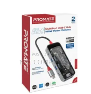 Promate 8-in-1 Transparent Ultra-Fast Multiport Usb-C Hub
