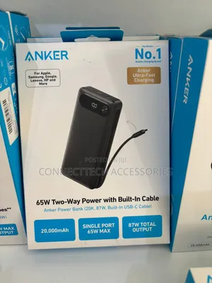 Anker Power Bank 20,000mah Capacity,87w,Built-in Usb C Cable