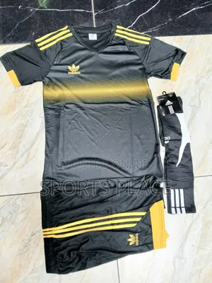 Heavy Duty Plain Black Adidas Uniform Jersey Complete Set