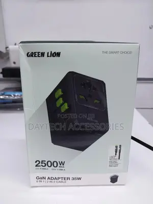 Green Lion Gan Travel Adapter 35w 6 in 1 | 2 in 2 Cable