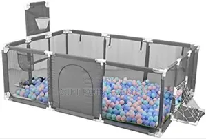 Grey Kids Spacious Playpen Fence For Indoors And Outdoors