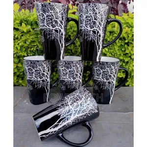 *Set of 6 Black Tree Mugs