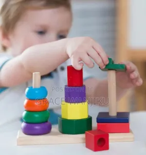 3 Columns Wooden Tower Stacking Blocks: