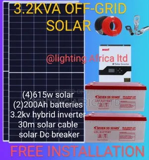 3.6kva Hybrid Inverter -(4)615w Solar -(2)200ah Gel Battery System