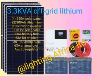 Top Quality 3.3kva Off-Grid (2)300ah Lithium Battery - (4)650w Solar