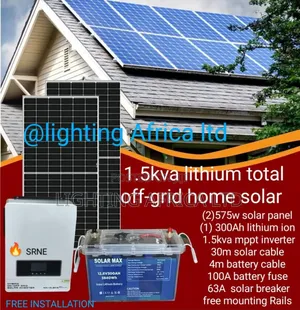 1.5kva Off-Grid - 300ah Lithium Ion (Fridge,55" Tv,8 Lighs,Music,Cctv)