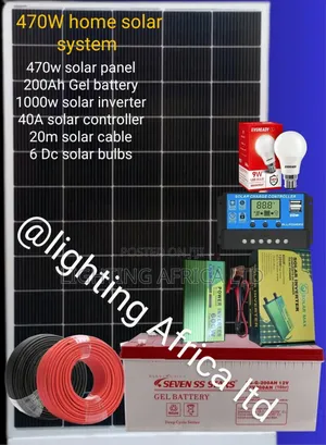 Sun Kit 470w Solar - 200ah Gel Battery -600 Watts Inverter Full System