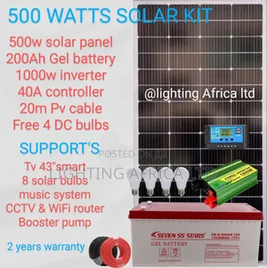 Smart Power 500w Solar System Complete 200ah Battery - 1000w Inverter