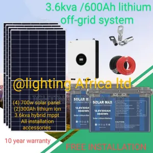 3.6kva Inverter -(2)300ah Lithium Battery -(4)700w Solar -Installation