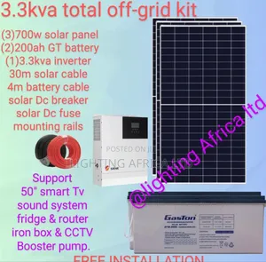 Home 3.3kva Total Solar Off-Grid - (3)700w - (2)200ah Batteries Kit