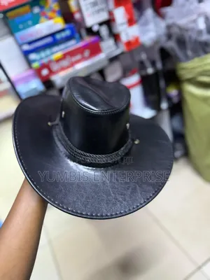 Black Cowboy Hats Leather Material Unisex for Cowboy