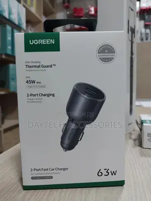 Ugreen Usb-C Pd + Usb-a 63w Fast Car Charger (Black)