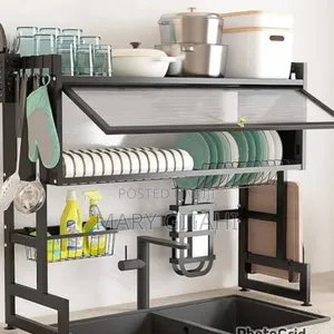 Heavy Duty Over the Sink Rack With Closable Cabinet