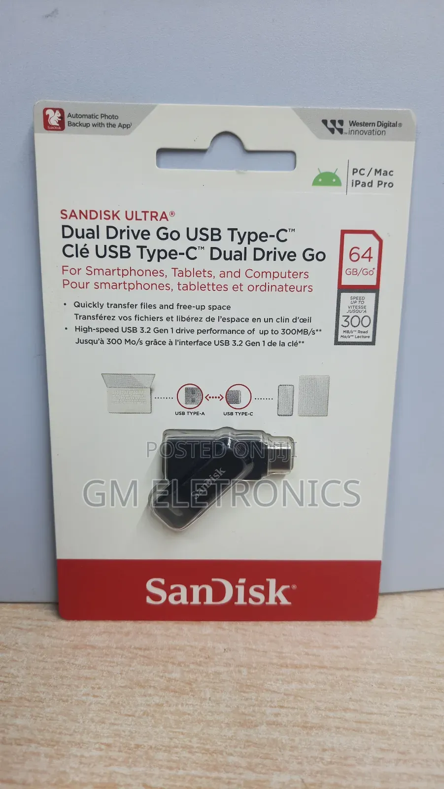Sandisk 64gb Dual Drive Go–2-in-1 Usb Type-a Type-C Usb