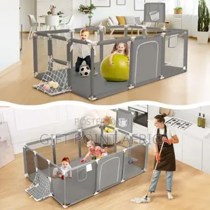 Grey Kids Playpen For Safety